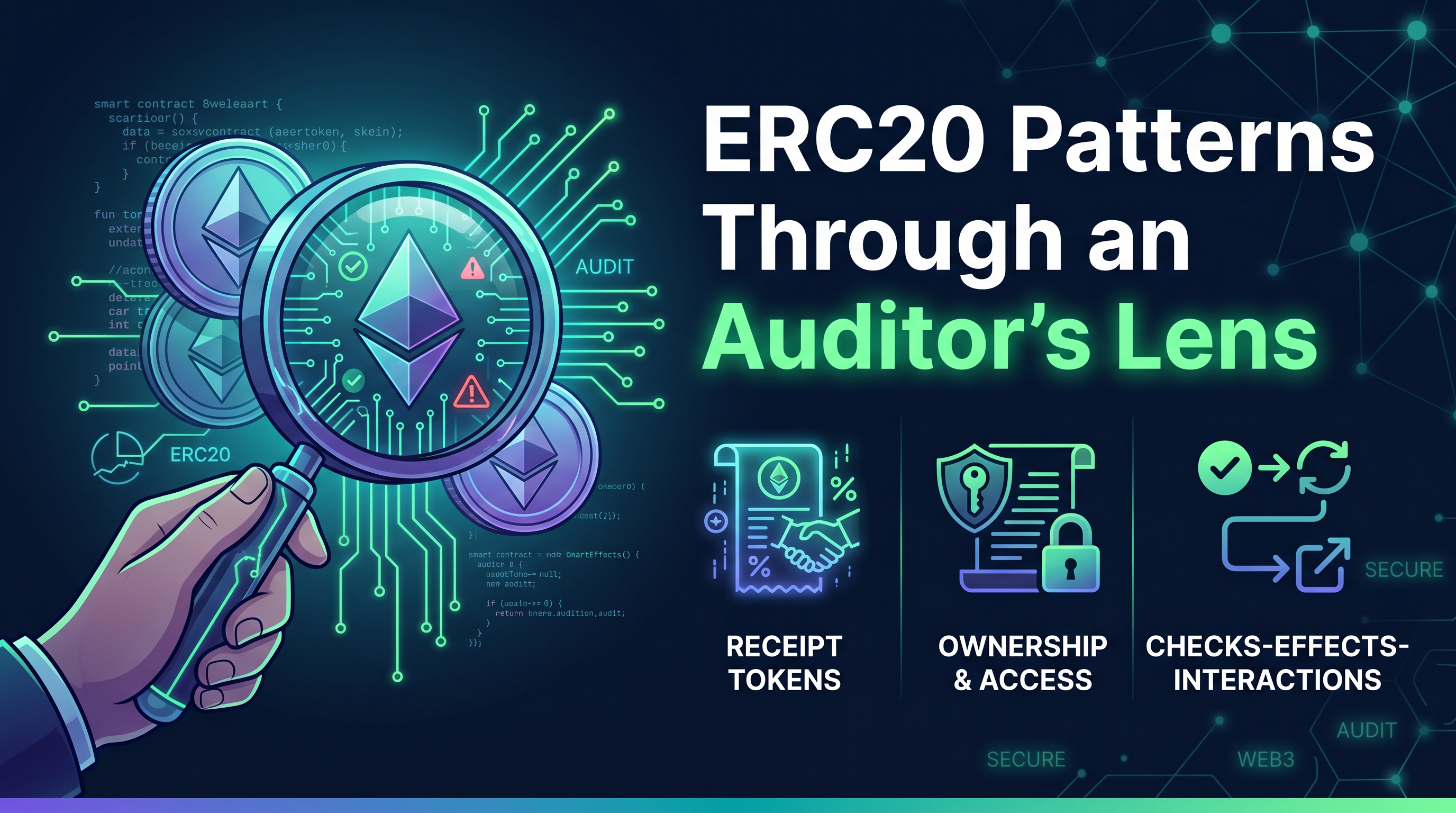 ERC20 Patterns Through an Auditor's Lens: Receipt Tokens, Ownership, and Checks-Effects-Interactions